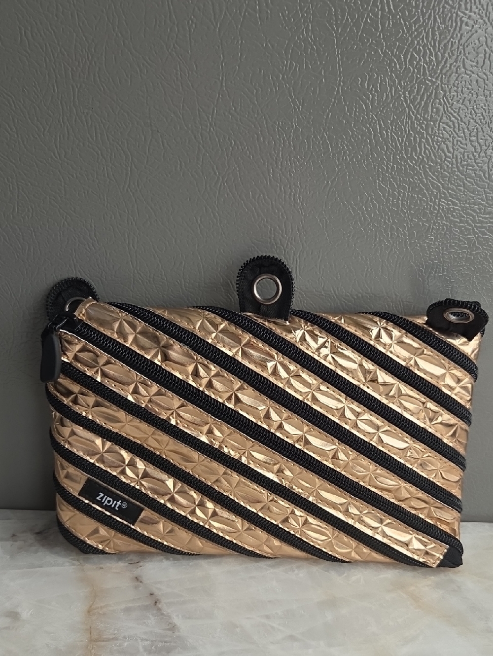 Rose Gold Zipit Pencil Case With 3 Ring